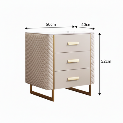 Modern Minimalist Three Drawer Slate Bedside Table