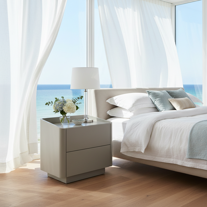 Italian Minimalism Slate Top Bedside Table - Modern Nightstand