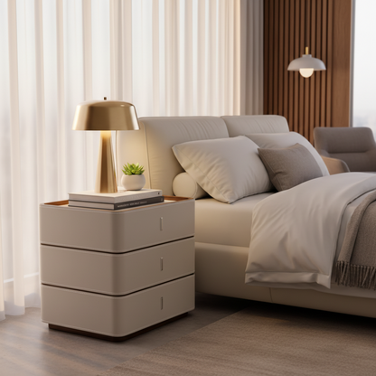 Italian Minimalist Square Three Drawer Bedside Table