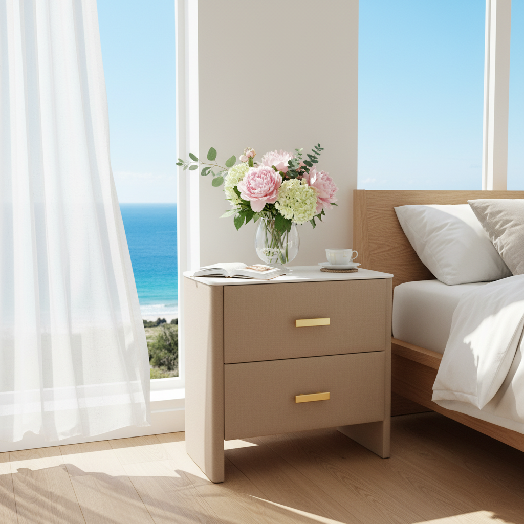 Italian Minimalism Slate Top Stool Bedside Table - Dual Function