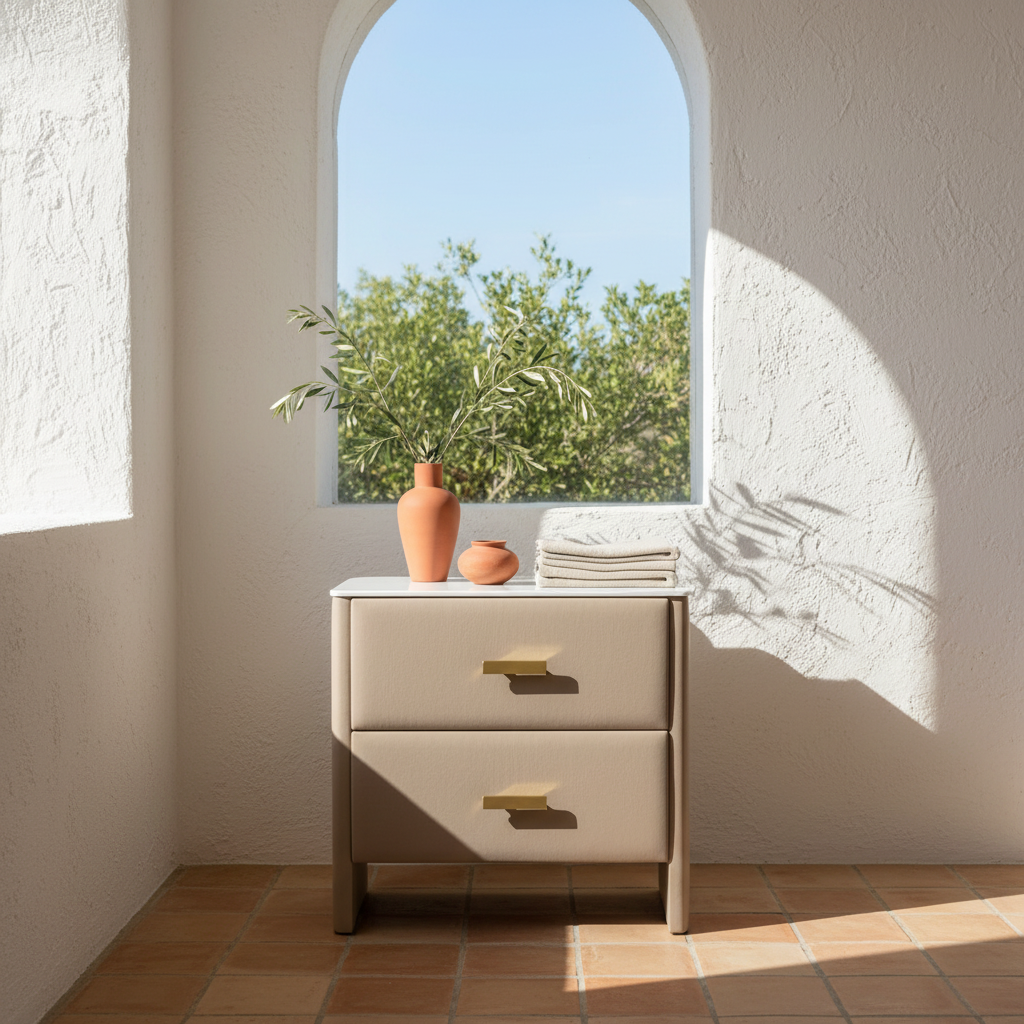 Italian Minimalism Slate Top Stool Bedside Table - Dual Function