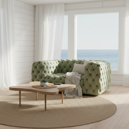 Modern Minimalist Single Seater Button-Tufted Sofa