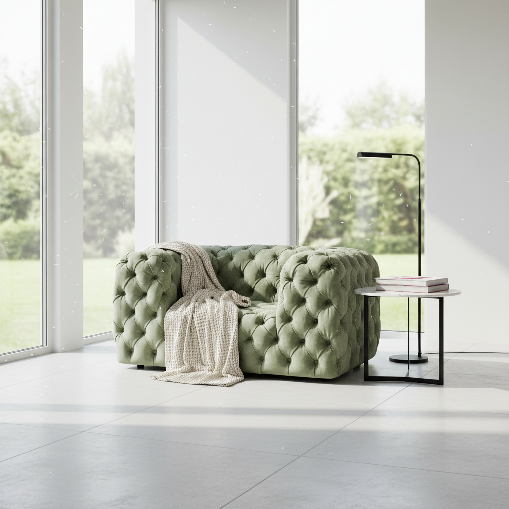 Modern Minimalist Single Seater Button-Tufted Sofa