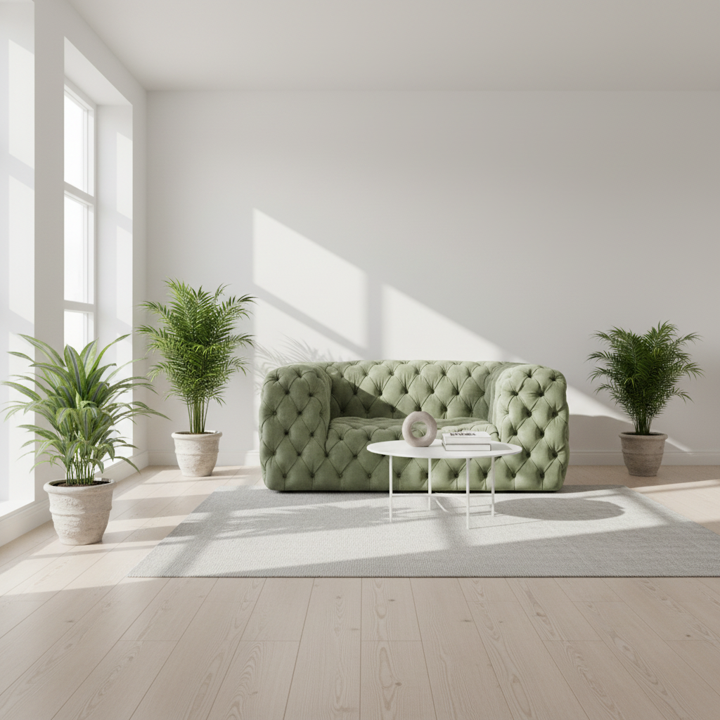 Modern Minimalist Single Seater Button-Tufted Sofa